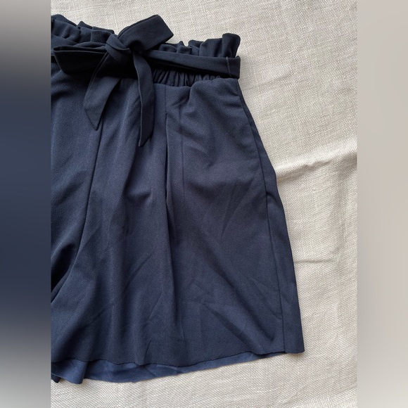 ONLY Navy Blue Paperbag Waist Shorts - Picture 3 of 6